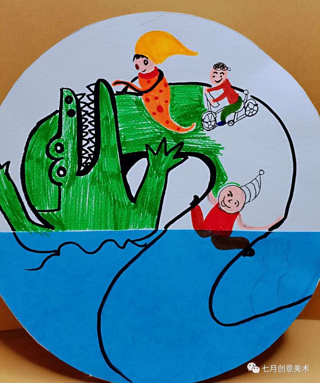 小熊美术绘画鳄鱼,简单的恐龙鳄鱼绘画