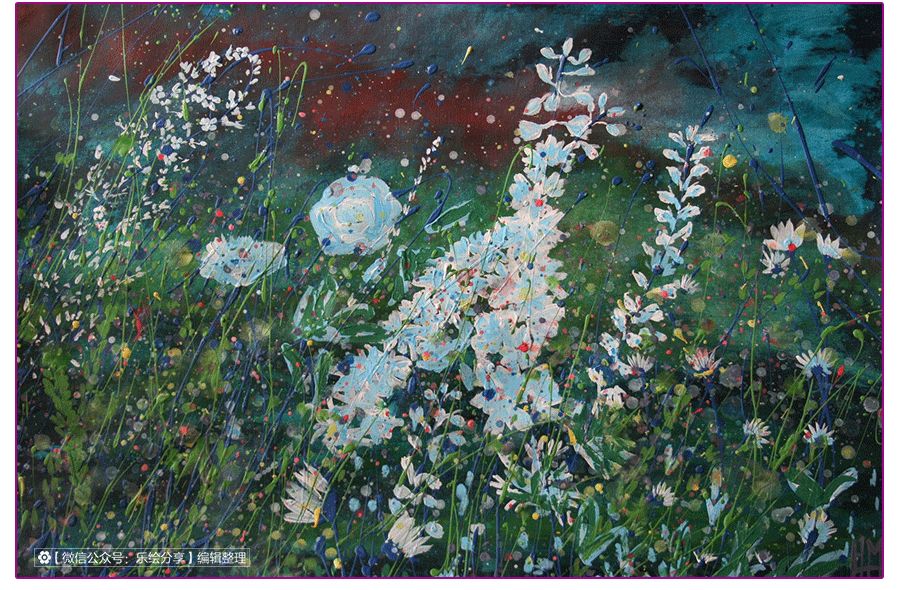 膏状水彩颜料绘画花草,藤蔓植物创意画颜料