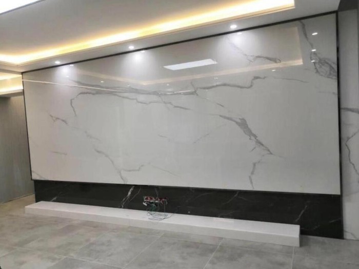 看到价格又犹豫了很久,仿大理石壁布背景墙价格