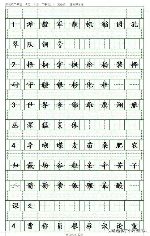 部编版1-6年级语文上册必背内容,语文六上部编版字词听写
