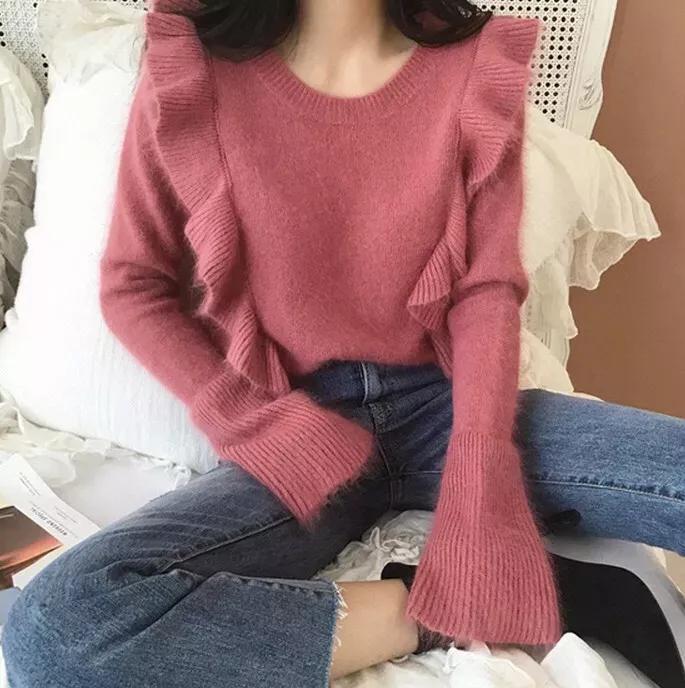 100%修身水貂毛衣女,冬季穿搭女高级感水貂绒毛衣