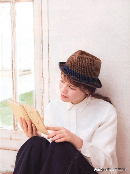拉菲草帽纯手工编织遮阳帽子桶帽,diy有创意草帽简单又好看