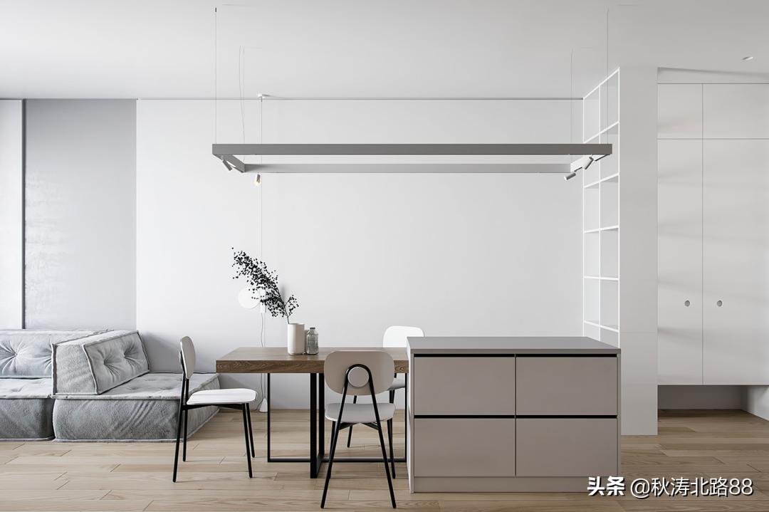 餐厅与阳台之间做个小吧台效果图,法式半开式厨房餐厅隔断吧台一体