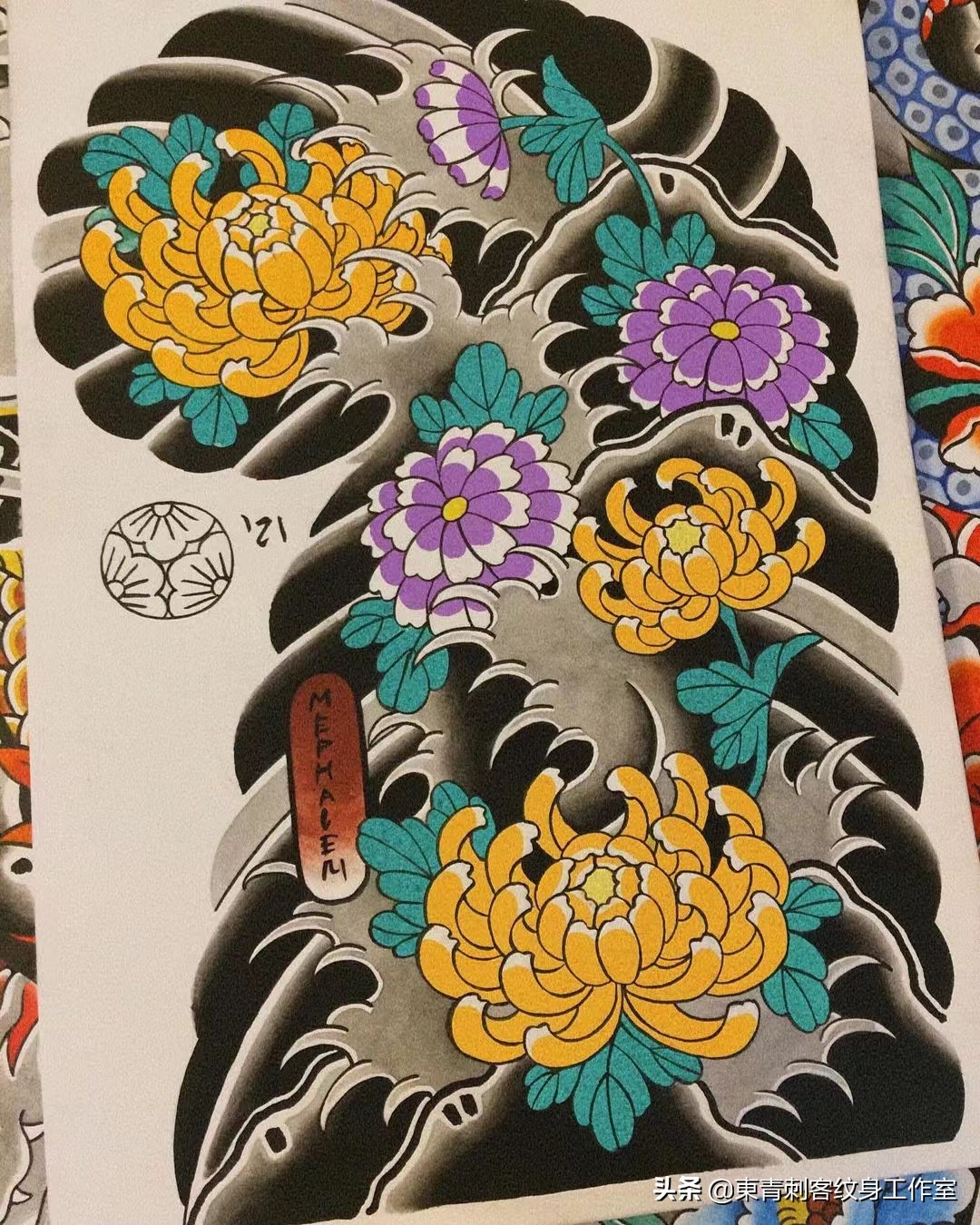 半甲凤凰纹身手稿图案大全,老传统半甲纹身图案大全图片