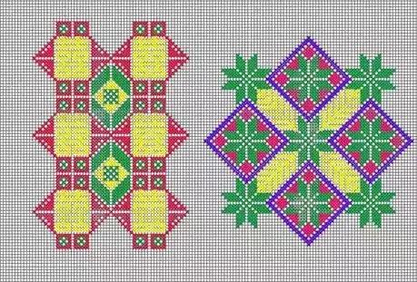 26款精美十字绣鞋垫图案，收藏起来慢慢学习！附3种绣法解读哦