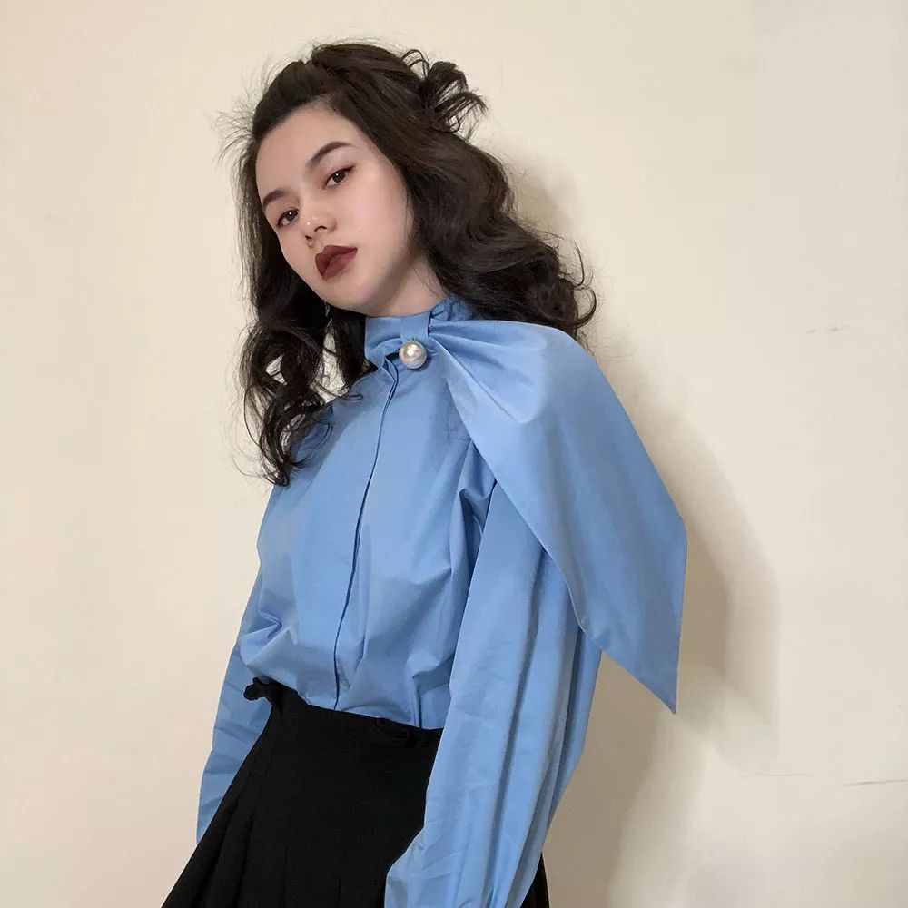 蓝色系单品look,蓝色好看的单品