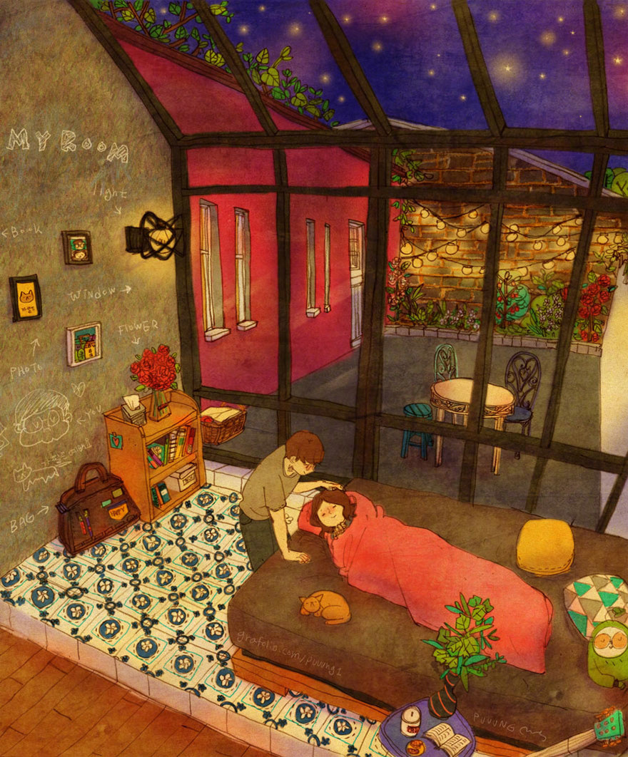 韩国插画师leekyuyoung暖心作品,韩国插画师图片