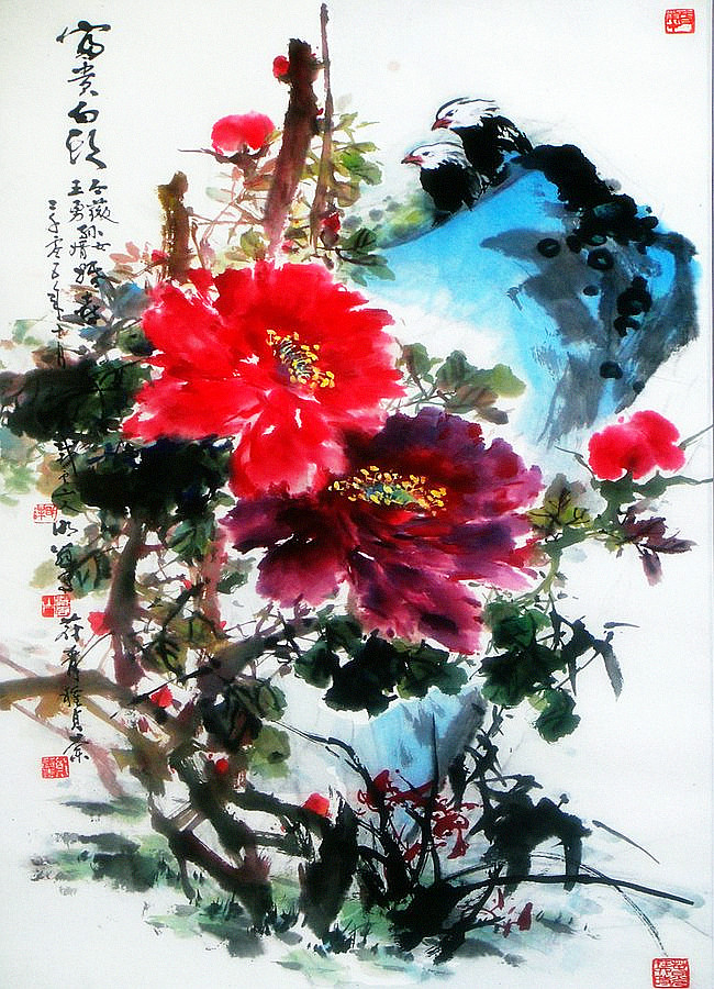 陈明谋国画作品欣赏,繁中手绘