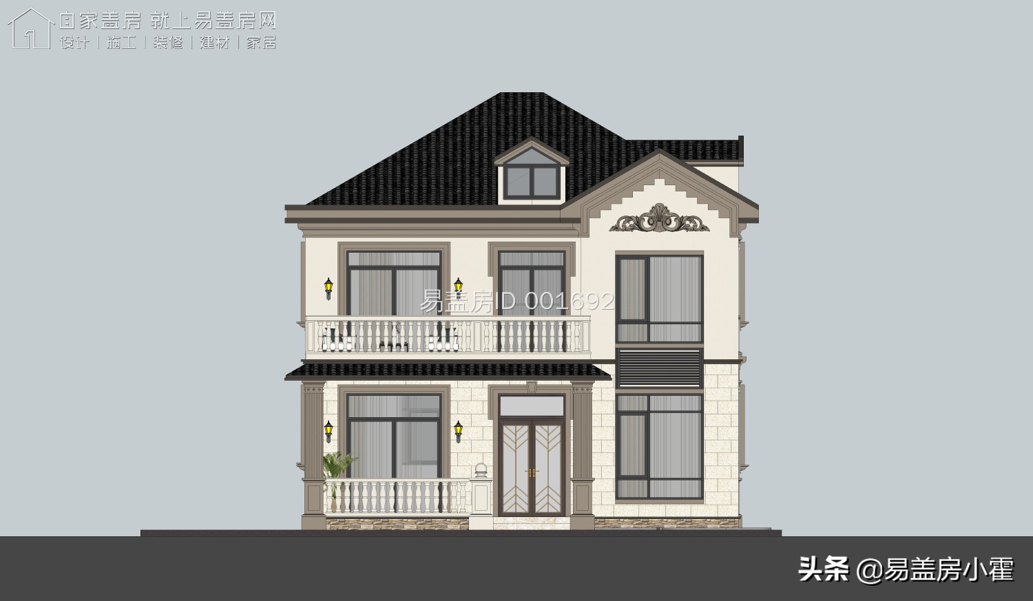 农村自建房2层欧式别墅设计,面宽10米欧式风格二层小别墅