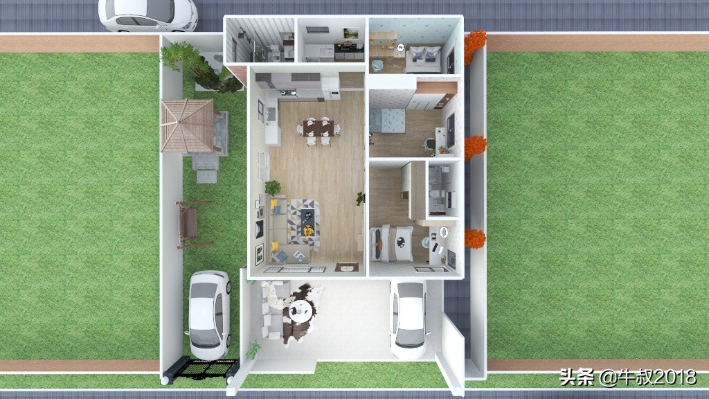 乡村养老别墅带庭院,农村简单养老房小户型设计