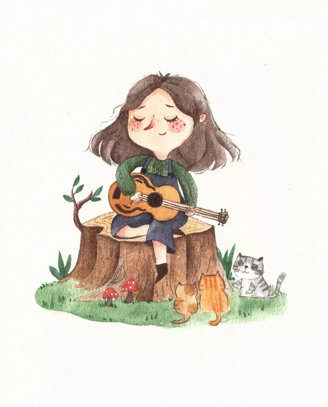 简笔画可爱小人插画,超萌可爱的插画小人