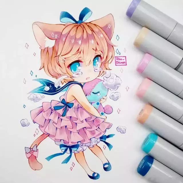 马克笔动漫上色教程q版,动漫手绘马克笔上色教程