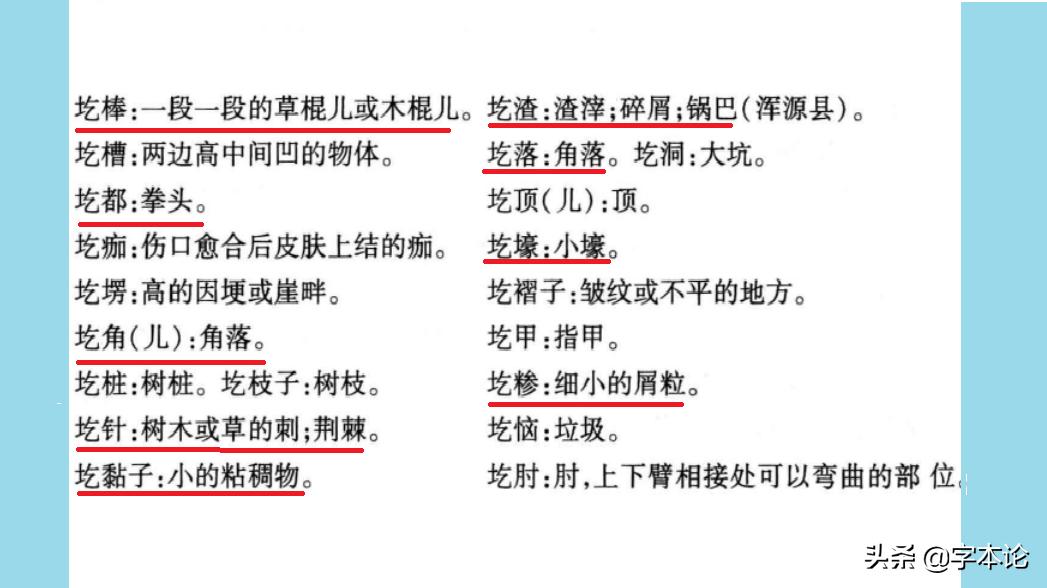 圪晃、圪蛋、圪垯、圪针、圪渣中“圪”的不同形体及向周边的扩散