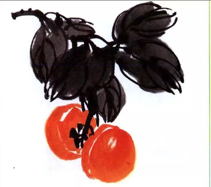 写意柿子叶的画法步骤图,徐湛写意柿子的画法