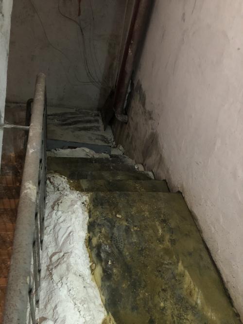 哈市南岗区旗凯丽园小区9号楼下水管被业主砸坏地下室冒污水渗到停车场楼道臭了两个多月没人管