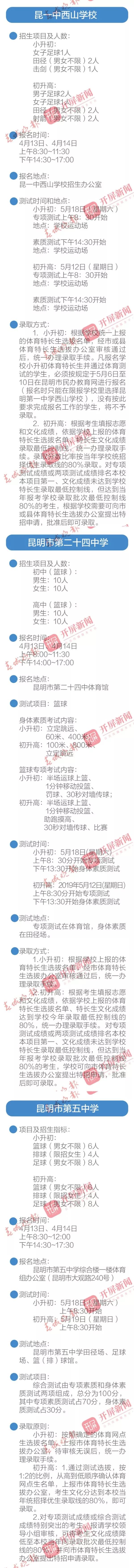 昆明市体育特长生招生学校,2020昆明体育特长生报名