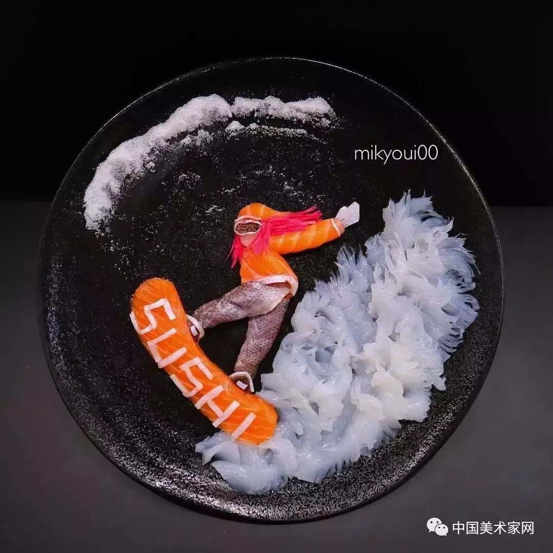 刺身的艺术图片大全,用生鱼片画作品