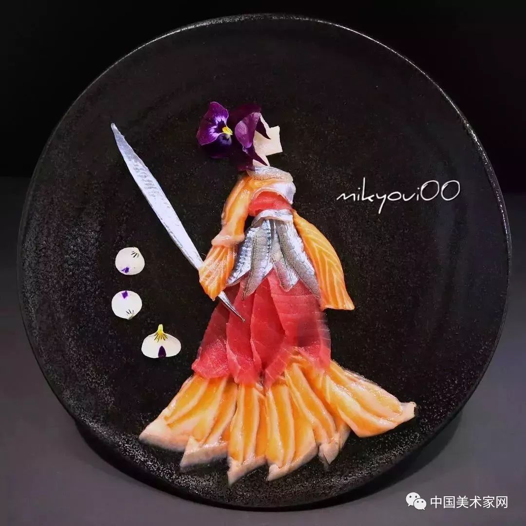 刺身的艺术图片大全,用生鱼片画作品