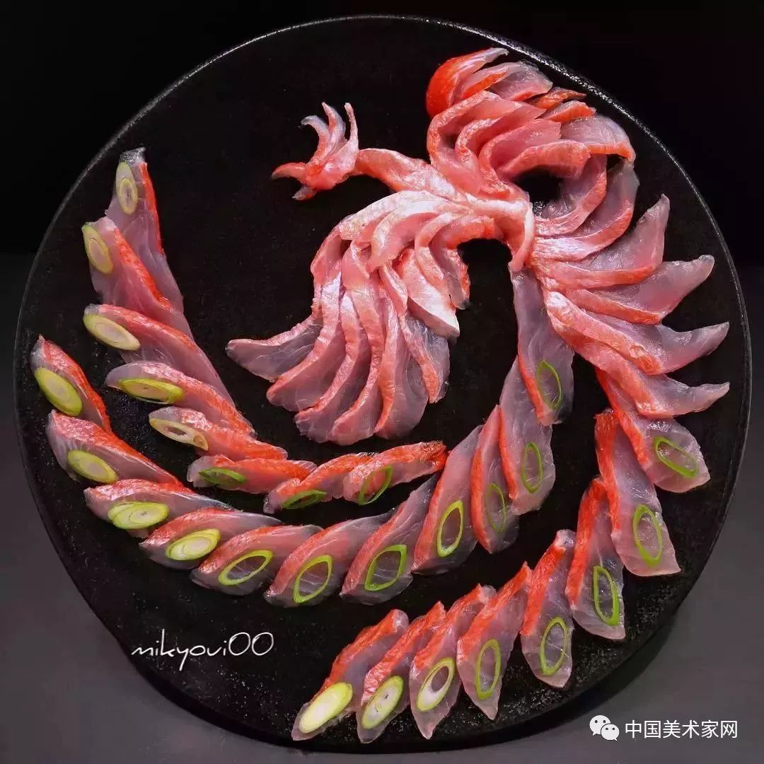刺身的艺术图片大全,用生鱼片画作品