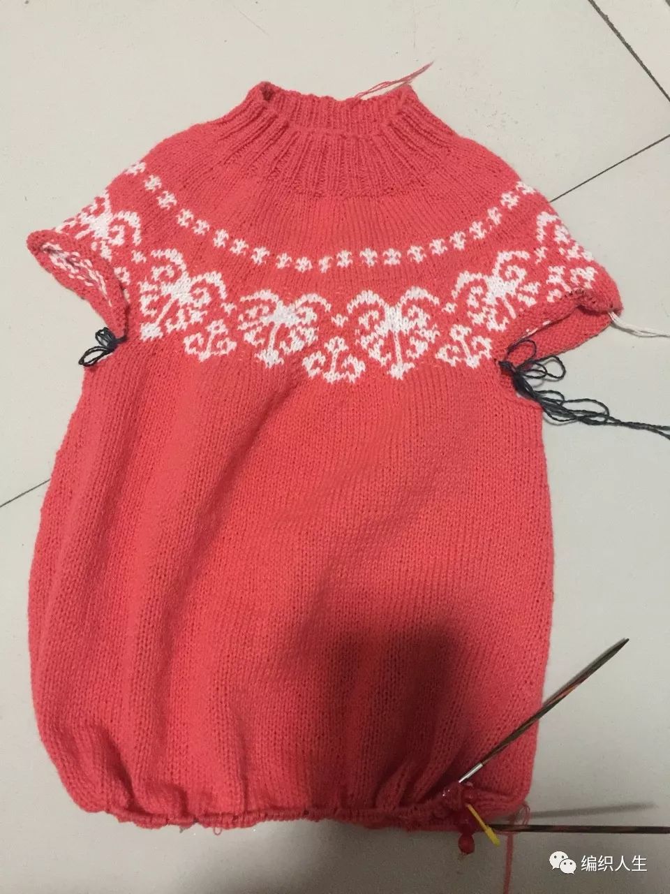 短款棒针粗线毛衣落肩编织方法,棒针彩虹波浪毛衣编织全过程