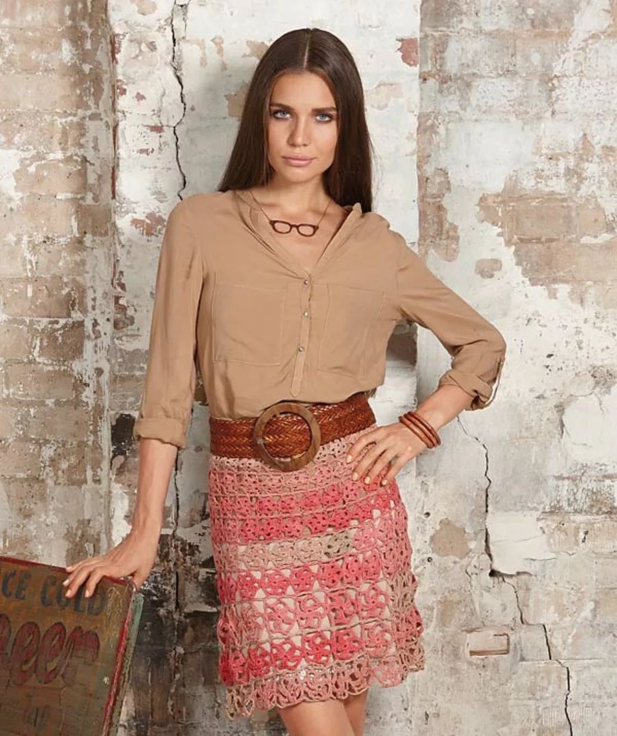 一线连钩成人连衣裙教程,拼花钩衣一线连