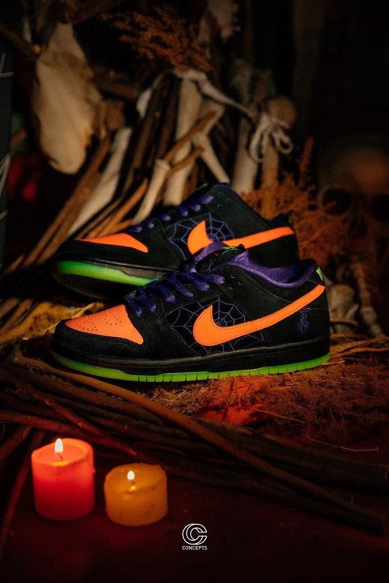 nikedunksbow联名白绿配色,nikesbdunk万圣节限定刺绣贴