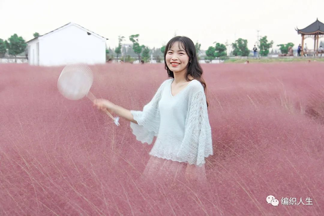 显瘦镂空马海毛毛衣开衫编织教程,马海毛落肩袖开衫编织教程