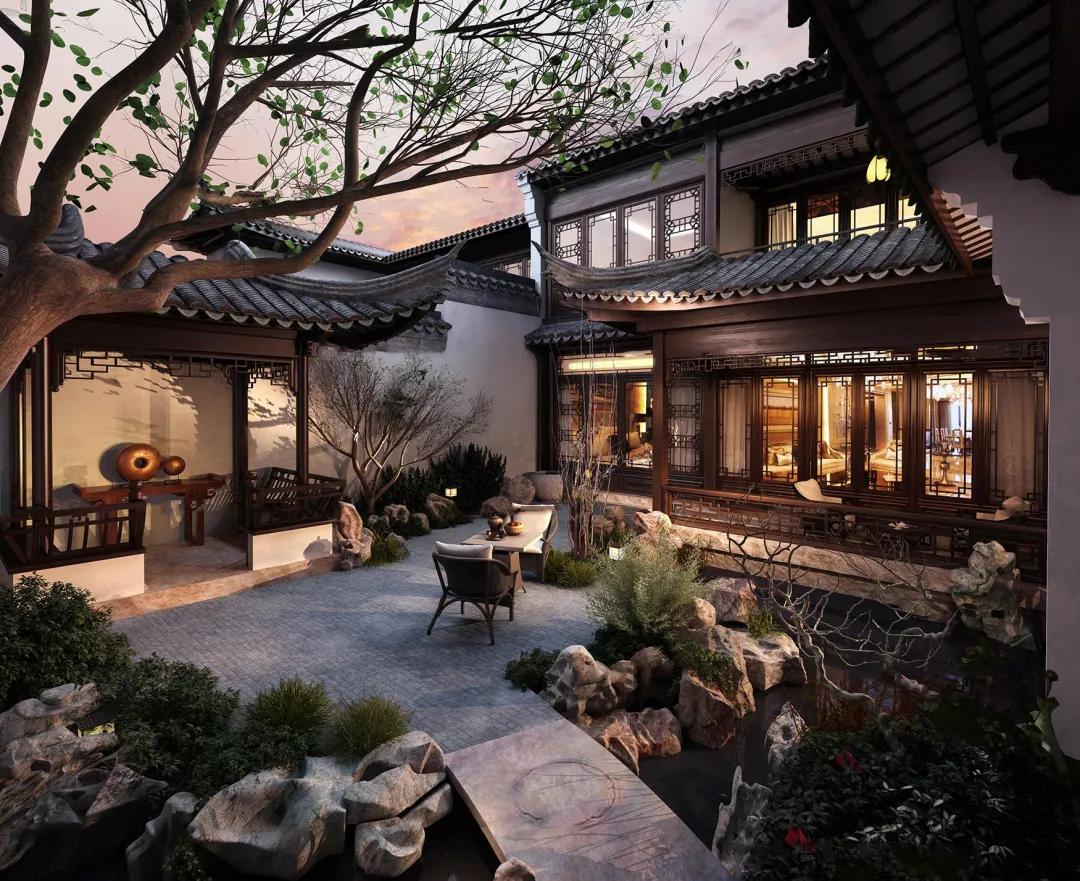 日式庭院景观设计3d图,日系庭院设计建模