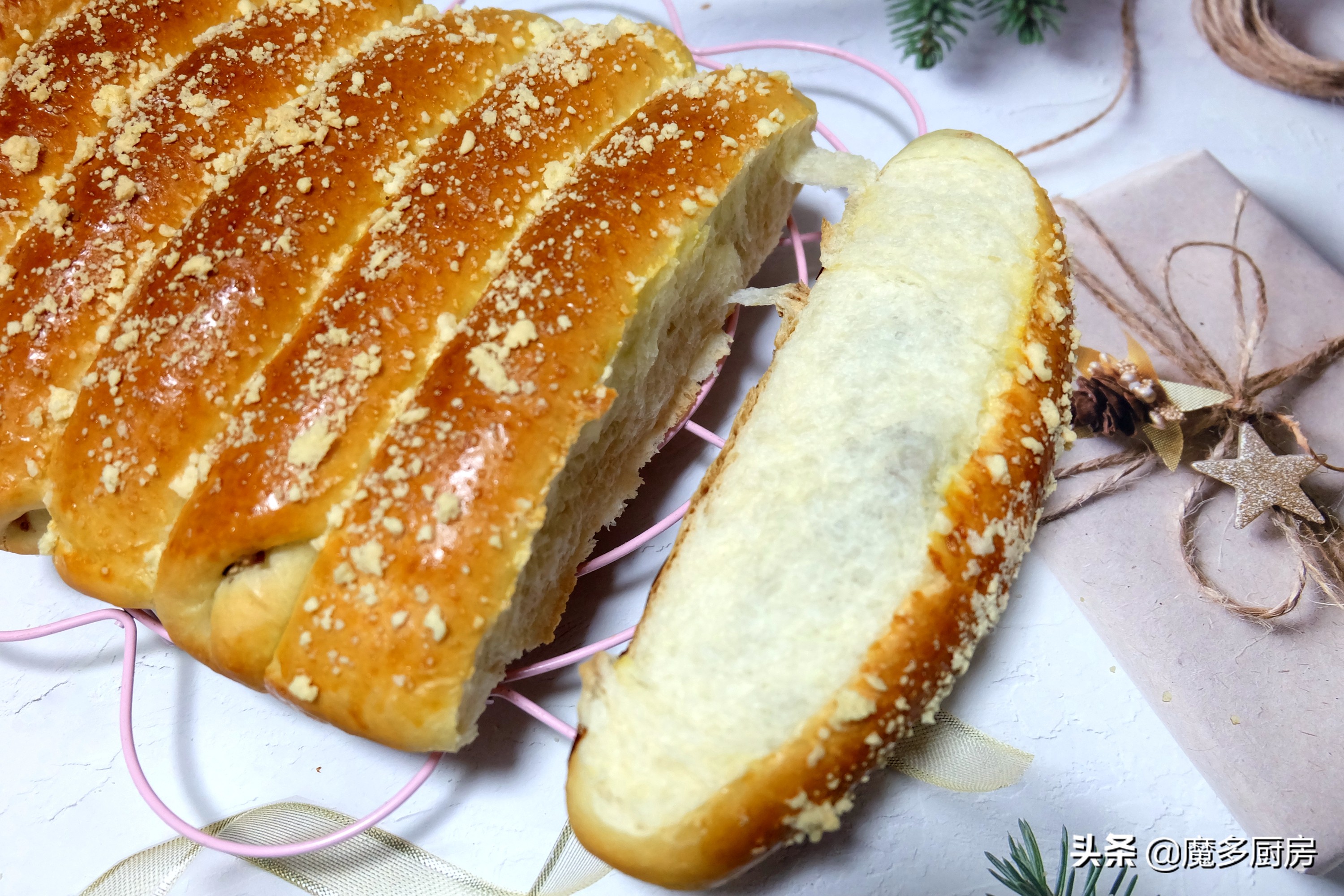 不用手套膜做的面包也能拉丝视频,在家做不用烤箱柔软拉丝面包