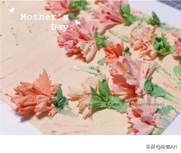 用油画棒画关于母亲节的绘画,用油画棒来画立体康乃馨