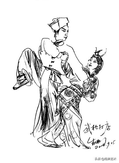 戏曲速写教程,戏曲人物速写素描