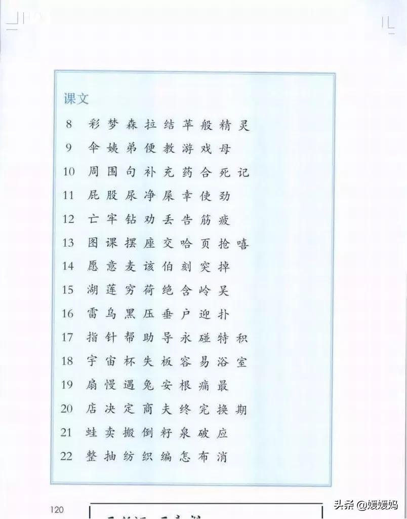 部编版语文二年级下册生字,二年级下册全部生字表和生字组词