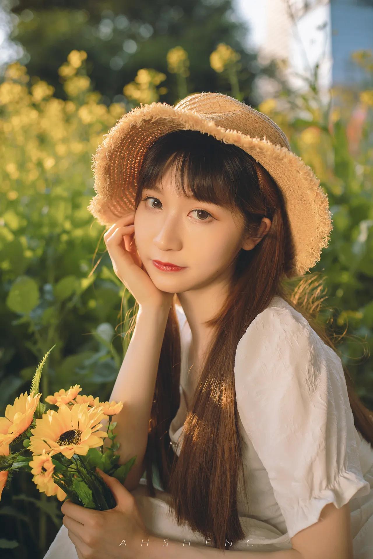 美女向日葵的唯美图片,美女向日葵照片