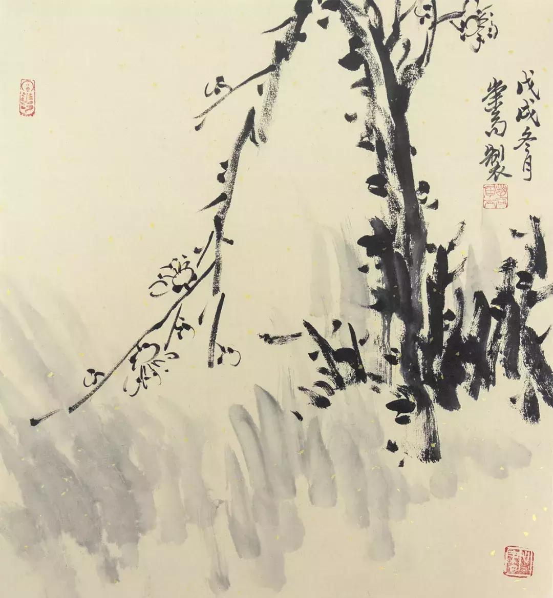 梅兰竹菊国画中的山石画法,梅兰竹菊国画写意教学视频