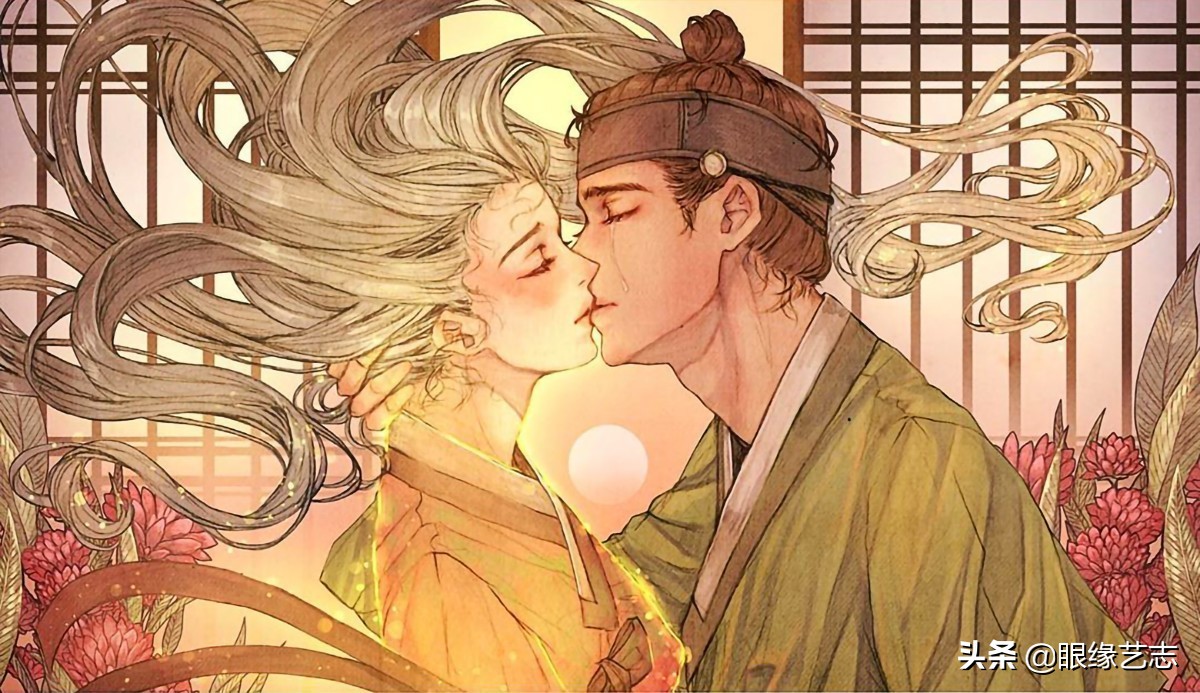 韩式穆夏风插画,韩国传统服饰插画