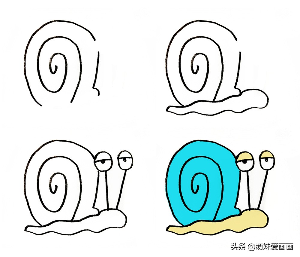 蜗牛生活在什么地方简笔画,蜗牛的简笔画大全简单又漂亮