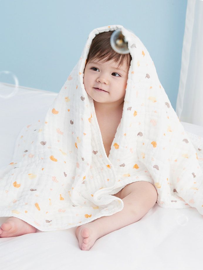 全棉柔软吸水纱布浴巾婴儿,纯棉纱布浴巾婴儿专用