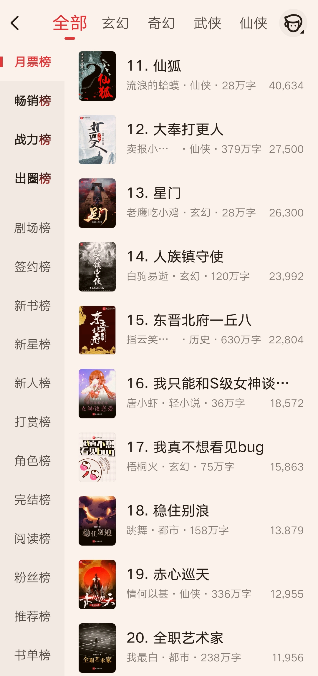 起点八月新书榜72分排名,八月起点月票榜最终排名