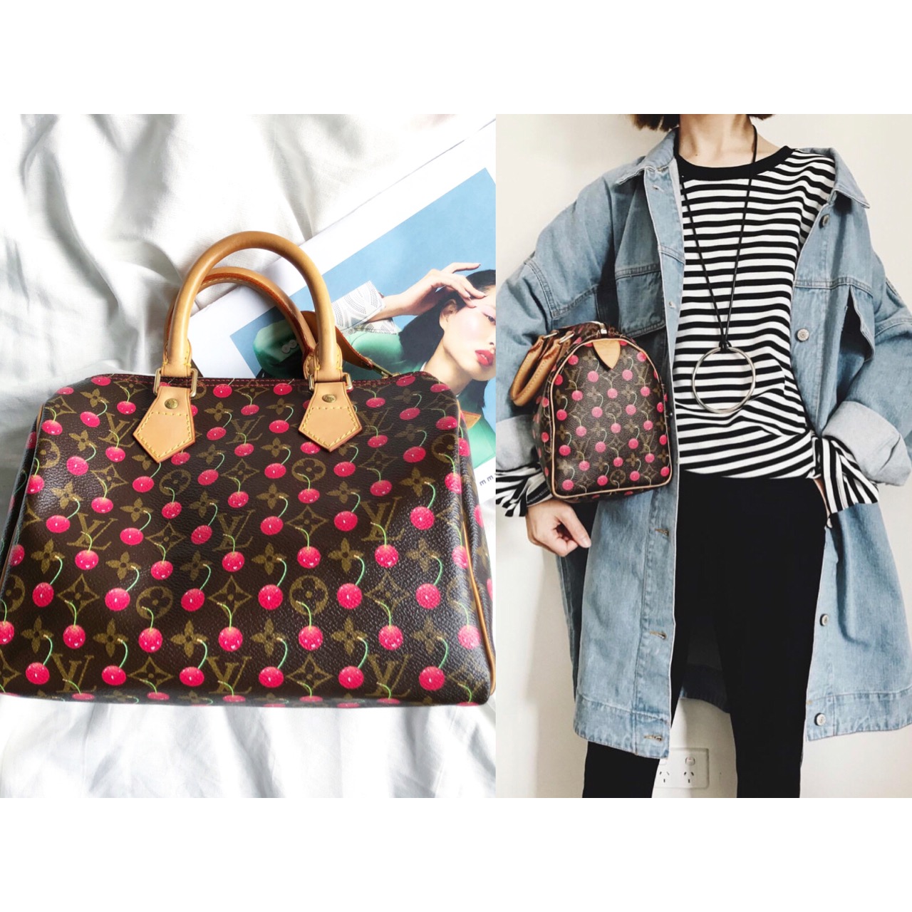 lv包包老花双面测评,lv老花包上面都有lv吗