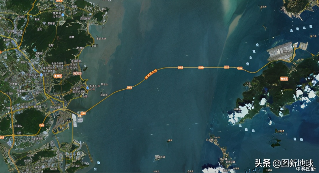 港珠澳大桥俯瞰全景真的太壮观了,港珠澳大桥人工岛俯瞰全景图