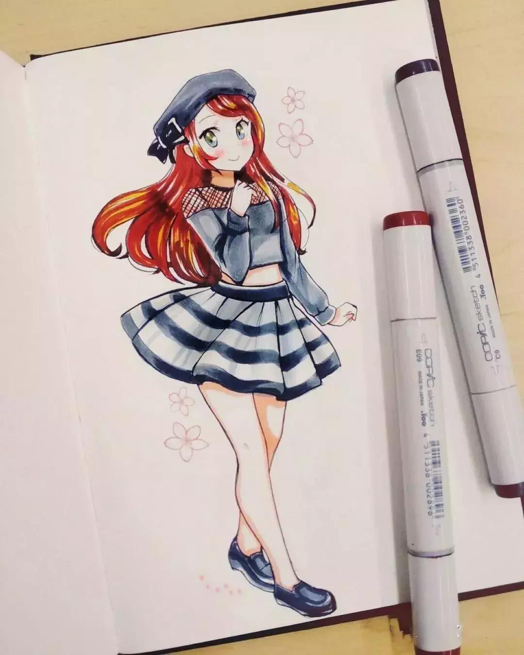 可爱动漫人物手绘马克笔,马克笔好看的动漫人物
