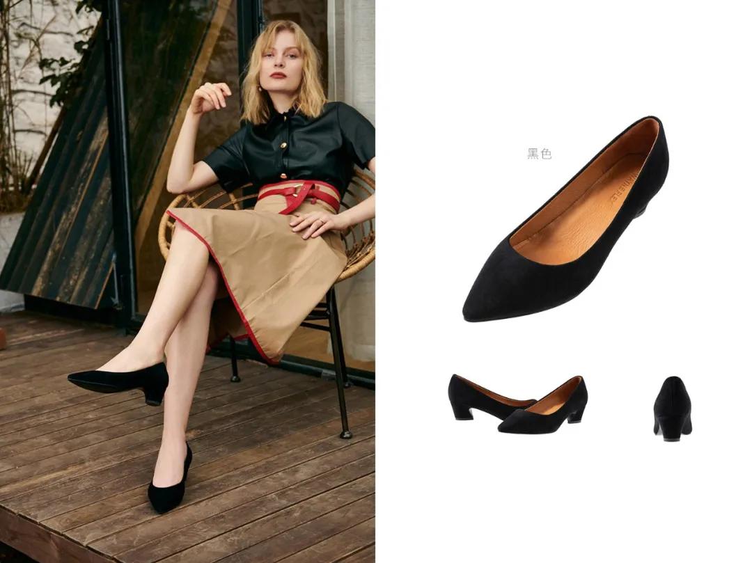 方头法式赫本风女单鞋粗跟,赫本风复古粗跟单鞋显脚瘦