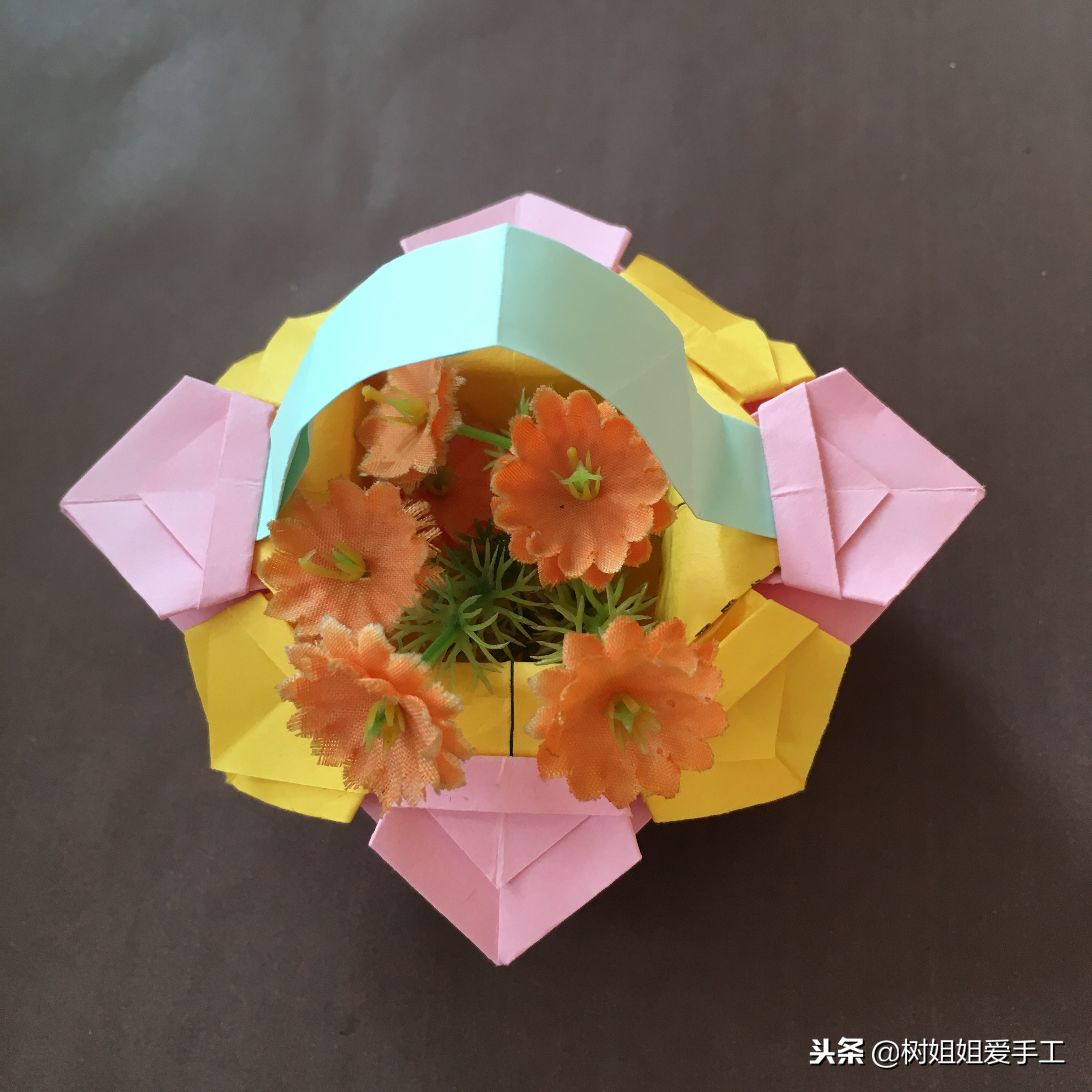 八角花篮手工制作折纸,八角小花篮折法