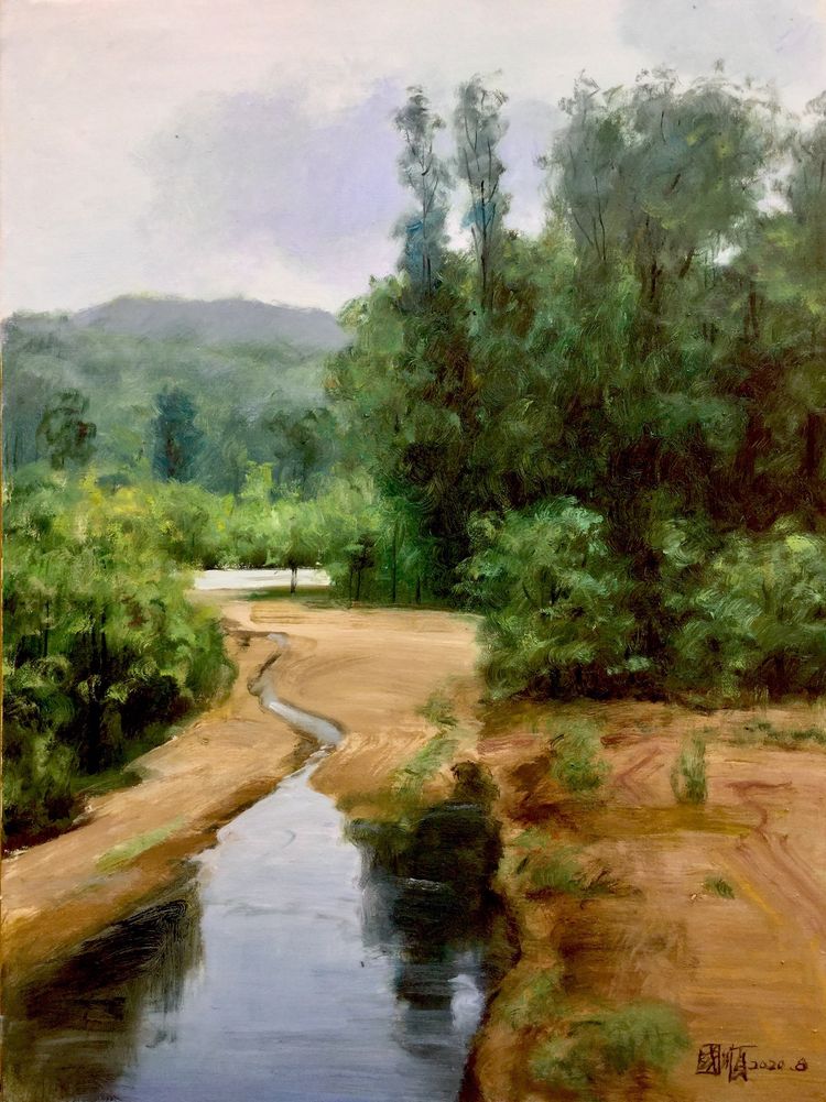 左国顺油画,郭福明的果子沟风景油画作品