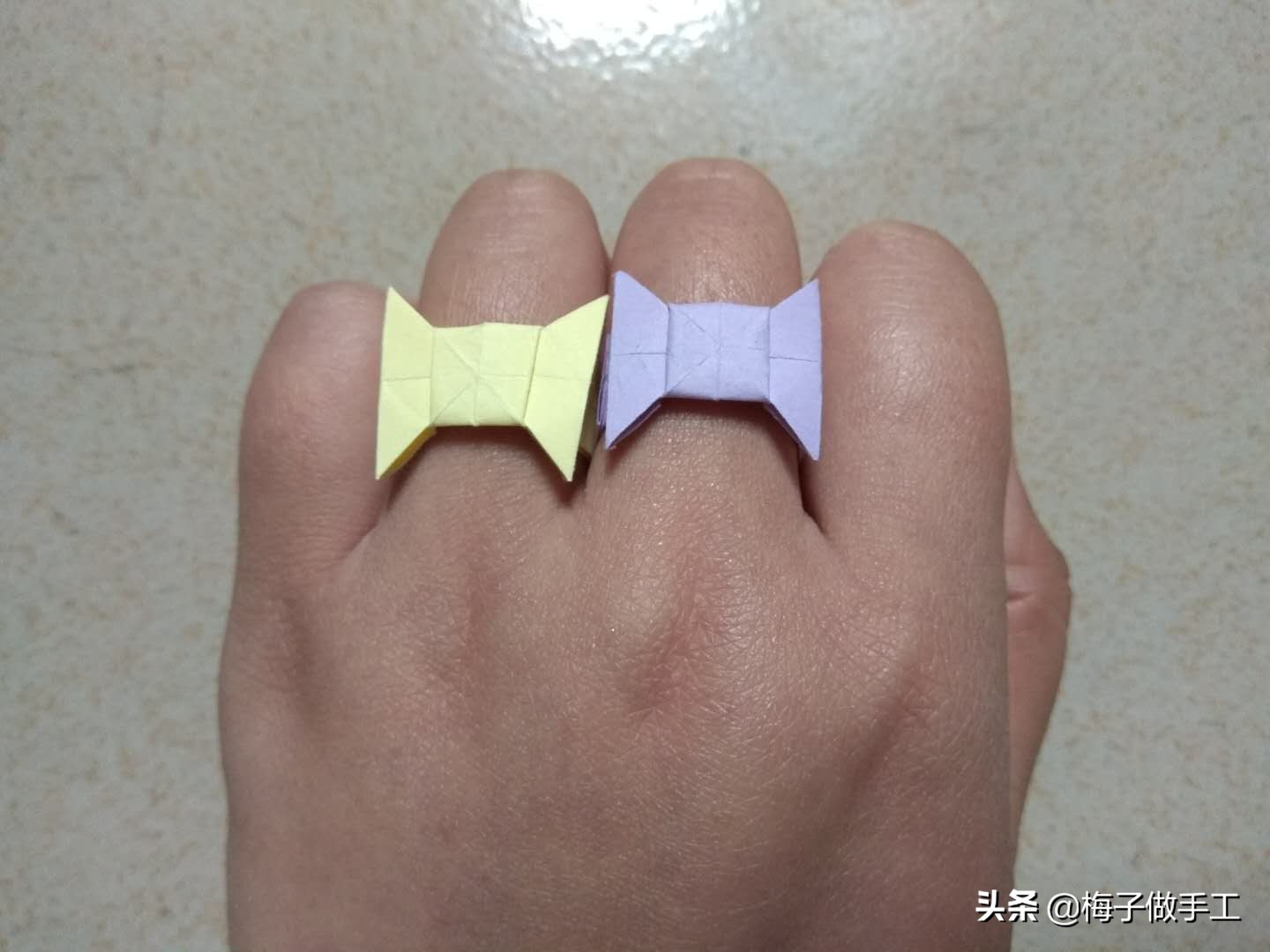 100种最简单的折纸戒指手工,折纸蝴蝶结戒指简单又漂亮不用胶