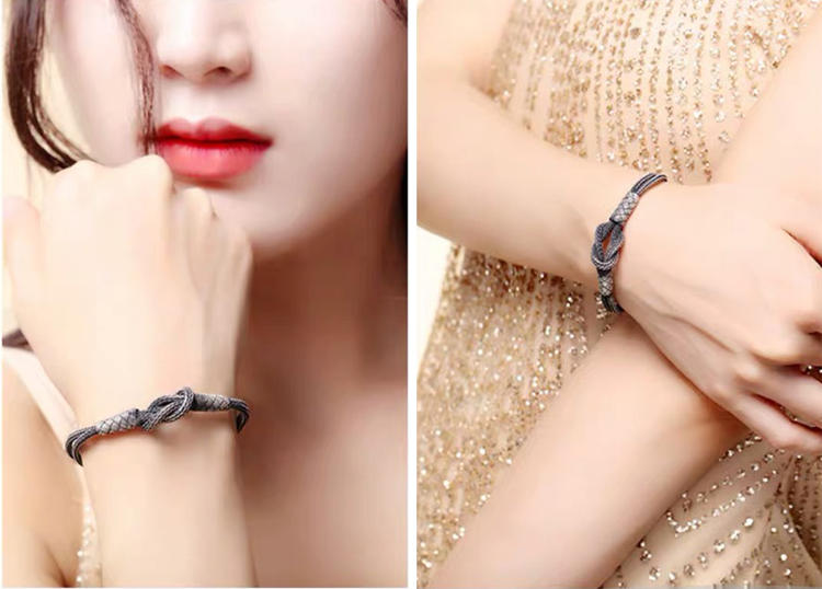 银编织手链,银和金编织手链