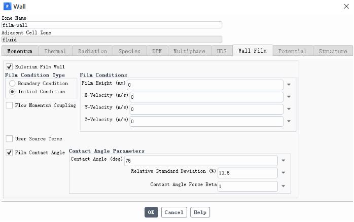 基于部分浸润效应的欧拉壁膜流动形态演变模拟仿真