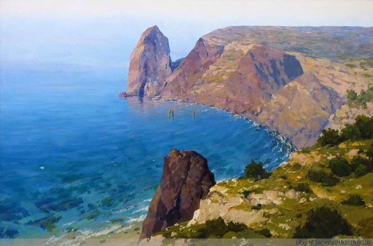 俄罗斯画家画水风景,俄罗斯远山风景油画100幅