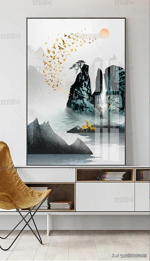 山水抽象装饰画,山水装饰画只有中式风格吗