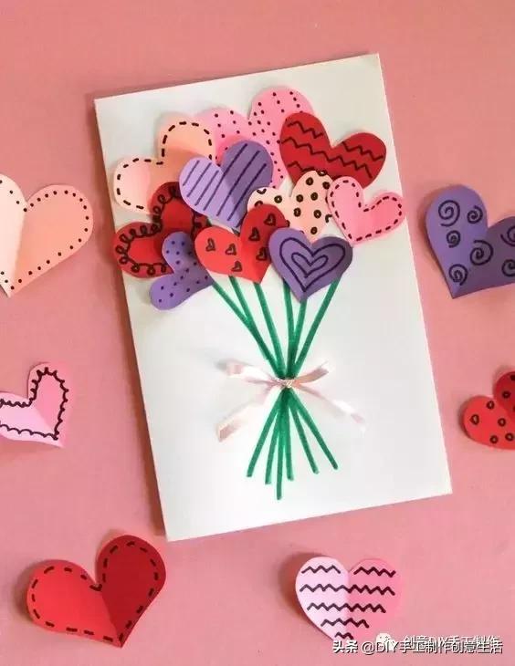 手工折纸母亲节爱心贺卡简单,二年级母亲节快乐贺卡手工制作